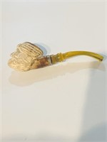 VINTAGE MEERSCHAUM AMBER ENGRAVED PIPE