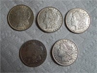 (5) Morgan Silver Dollars 1921 & 1921-D