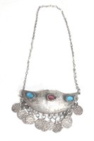 Antique Silver Tribal Tibetan Necklace with Beads