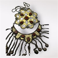 Old Turkmen Necklace Pendant Gold-Gilded Boho