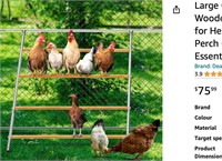 Large Chicken Perch for Coop Wooden Roosting bar