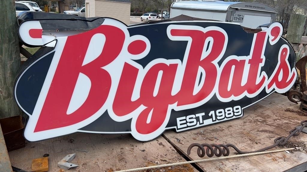 Lighted Big Bats Sign, 8' x 3'