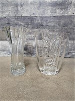 2 crystal vases
