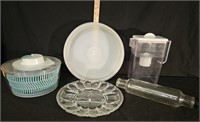 Crystal Egg/Relish Tray, Glass Rolling Pin