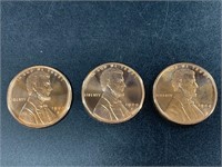 Three 1 troy oz. .999 copper rounds depicting 1909