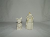Belleek Porcelain Girl Pitcher & Dog Figurine