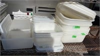 LOT OF 13 ASSORTED PLASTIC STORAGE CONTAINER W/LID