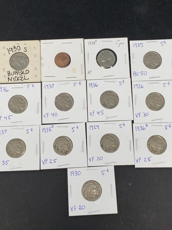 Assorted Buffalo nickels
