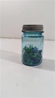 Vintage Blue Ball Canning Jar With Gems