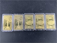 Five gold plated bars