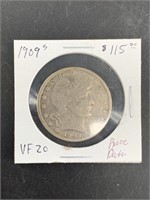 1909 S Barber silver half dollar condition is abou