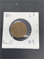 1865  two cent piece