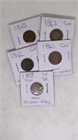 (5) EARLY years Indian head pennies