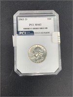 1963 D Silver Washington quarter MS67 by PCI