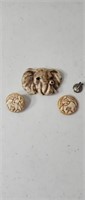 Elephant Handmade pin and earrings