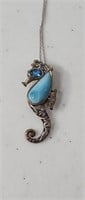 Seahorse blue stone 925 necklace chain is knotted