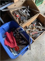 Three boxes of tools and metal items