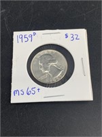 Silver Washington quarter mid mint state  1959 D