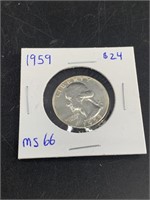 Silver Washington quarter mid mint state  1959 D
