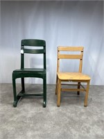 Vintage children’s school chairs, painted yellow