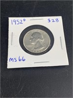 Silver Washington quarter mid mint state  1952 D