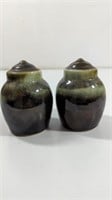 Pfalzgraff Green Brown Drip Glaze Pottery Salt