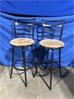 Swivel bar stools with backs, set of 2