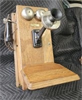 Western Electric antique oak wall telephone