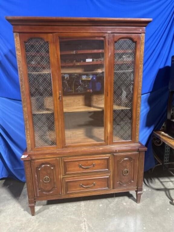 Wood hutch with glass and cabinet, dimensions are