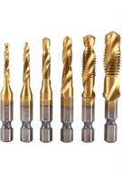 6pcs Combination Drill and Tap Bit Set, Titanium