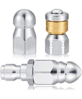 3 Pieces Sewer Jetter Nozzle Rotating Button Nose