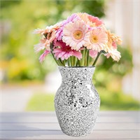 7.85in Silver Mosaic Glass Vase for Decor