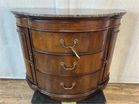 Vintage Dark Finish Marble Top Demilune Chest