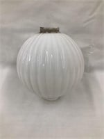 Ribbed Milk Glass Lighting Rod Ball, 4 1/2”T