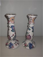 Vintage Hand Painted Candle Stick Holders