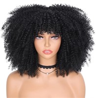 Curly Afro Wig With Bangs Black Big Afro Curly