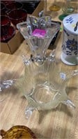 Pair of star flower shaped glass vases