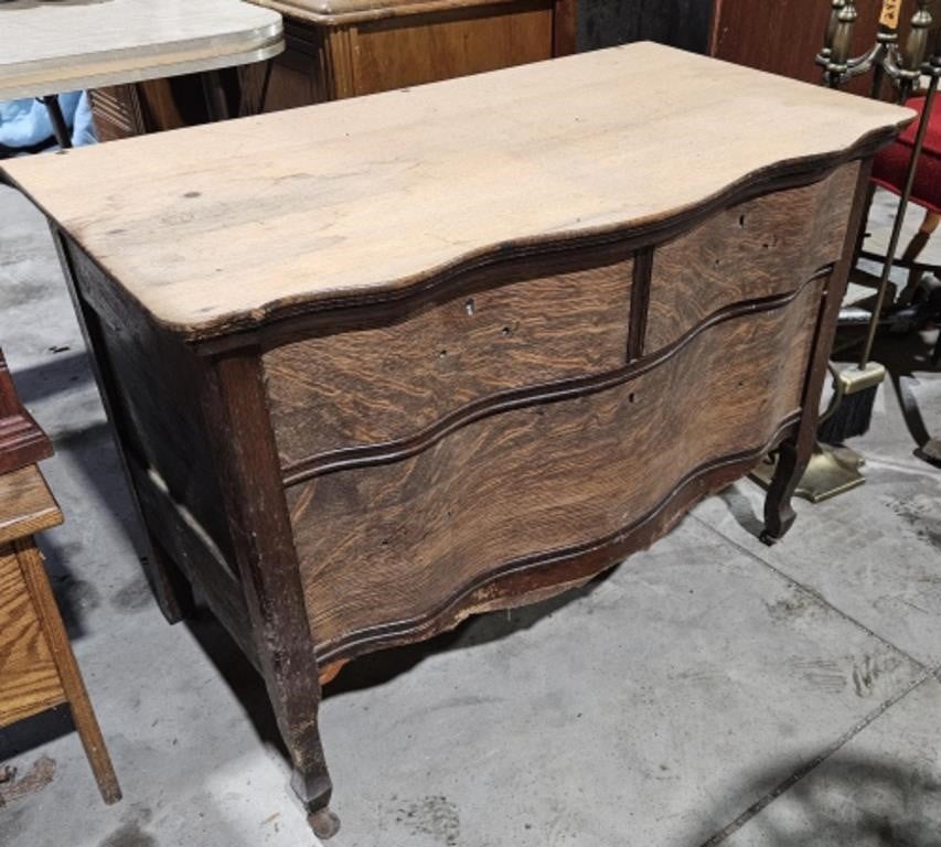 Antique 3 drawer vanity desk with mirror