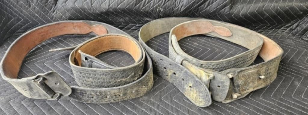 4 hand stamped leather belts