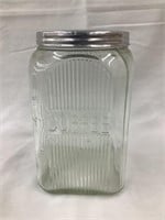 Glass Hoosier Coffee Jar, 7”T