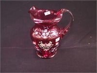 8" cranberry vintage serving pitcher with