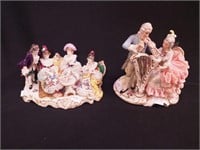 Two Victorian figurines of people in lacy