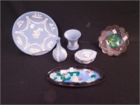 Four light blue Jasperware by Wedgwood items: