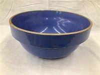 Blue Stoneware Bowl, Chip on Lip, 10 1/2”