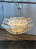 Shell & Wicker Flying Saucer Hanging Lamp