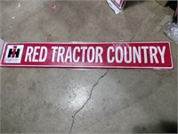 Red tractor country metal sign 36x6
