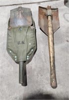 2 U.S. Army trench shovels