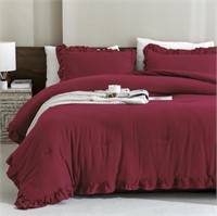 Sealed - Andency Burgundy Comforter Set Queen