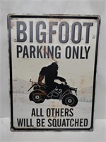 Bigfoot parking only metal sign 12x16