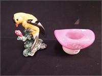 Stangl 4 3/4" yellow finch bird figurine; pink